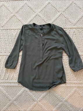 NYDJ Moss Green Henley-Style Blouse